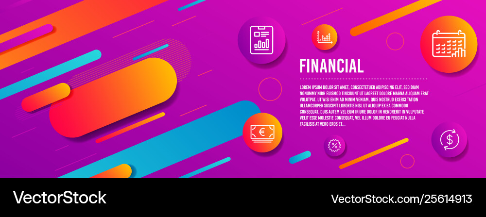 Euro currency dot plot and calendar graph icons Vector Image