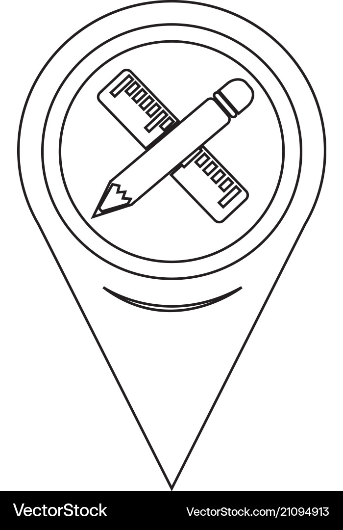 Map pointer pencil with ruler icon Map pointer pencil with ruler icon vector image