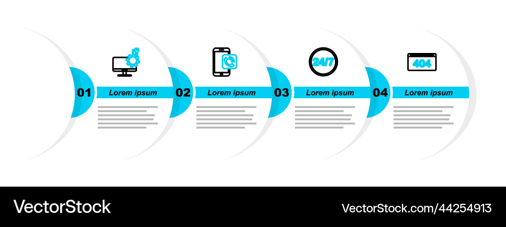 Set line page with a 404 error clock 24 hours Set line page with a 404 error clock 24 hours vector image