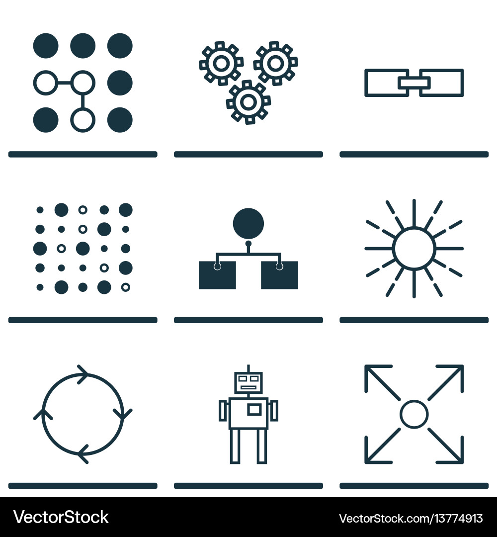 Set of 9 machine learning icons includes Set of 9 machine learning icons includes vector image