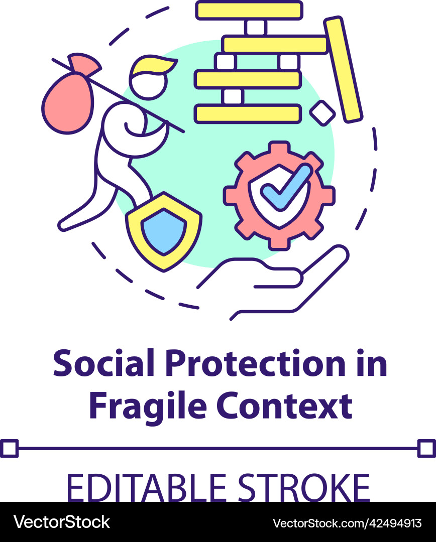 Social protection in fragile context concept icon Social protection in fragile context concept icon Vector Image