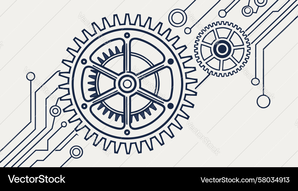 Tech Gears and Circuit Board Vector Image