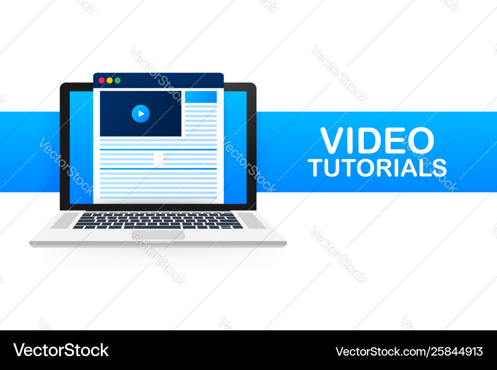 Video tutorials icon concept study and learning Video tutorials icon concept study and learning vector image