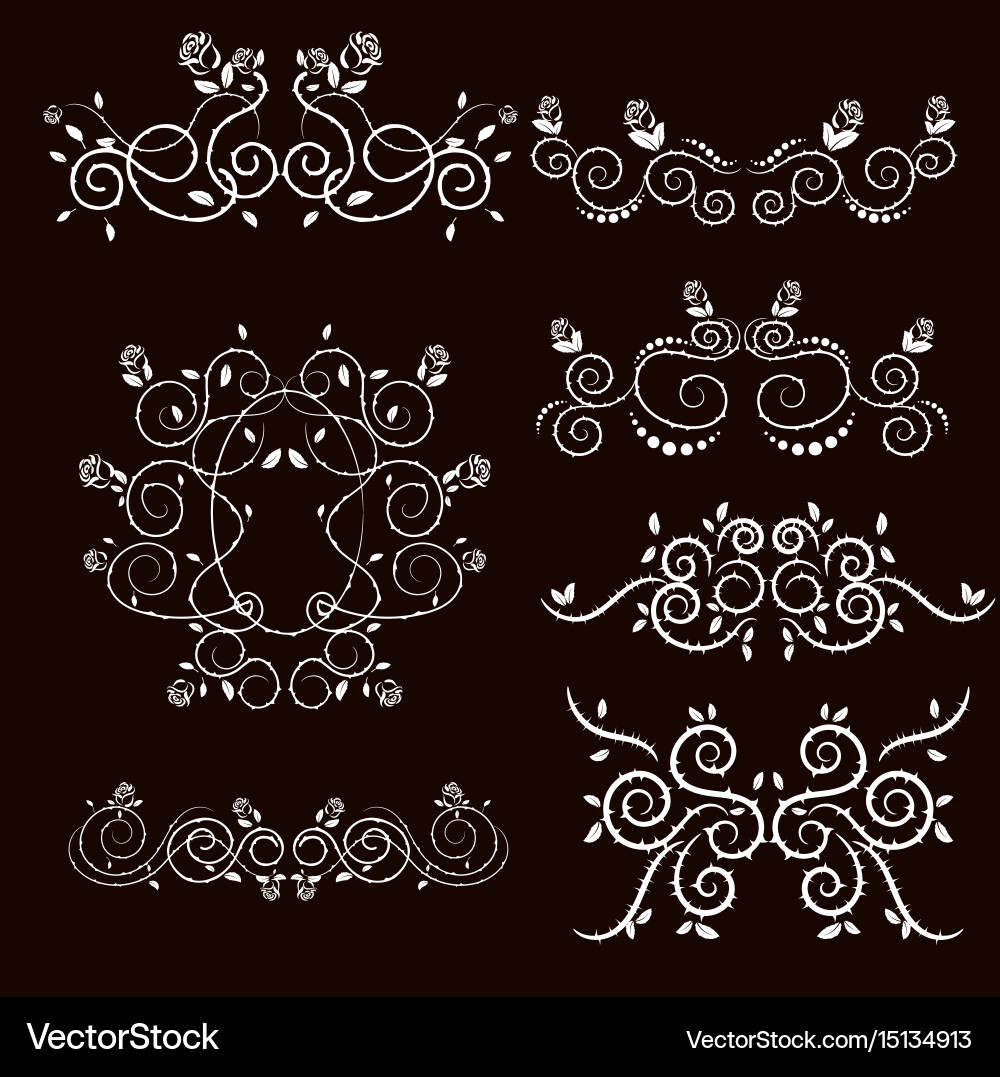 Vintage frames and scroll elements vector image