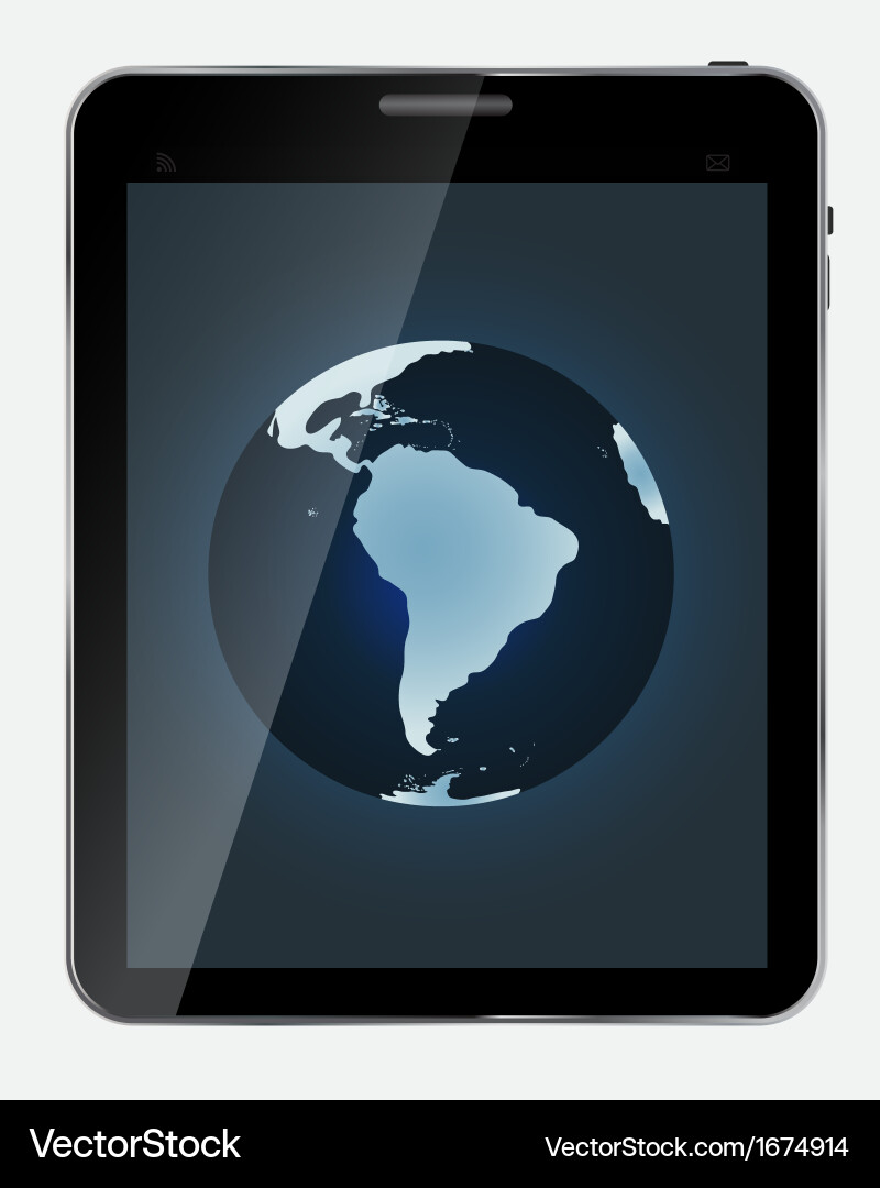 Abstract design realistic tablet with world map Vector Image