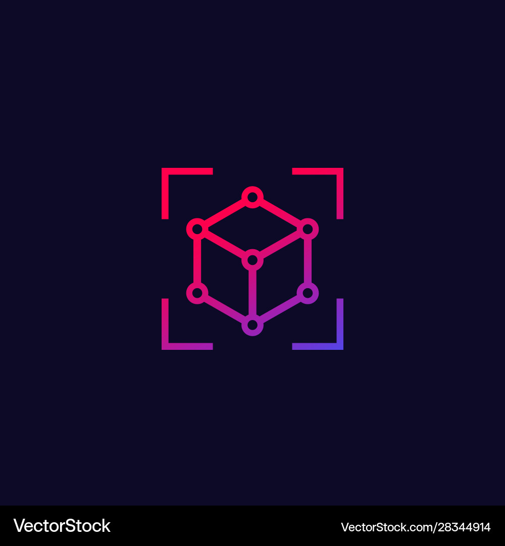 Ar augmented reality icon with cube vector image