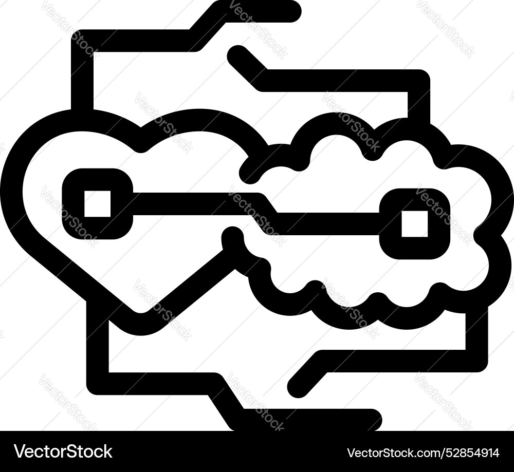 Artificial intelligence connecting heart and brain Artificial intelligence connecting heart and brain vector image