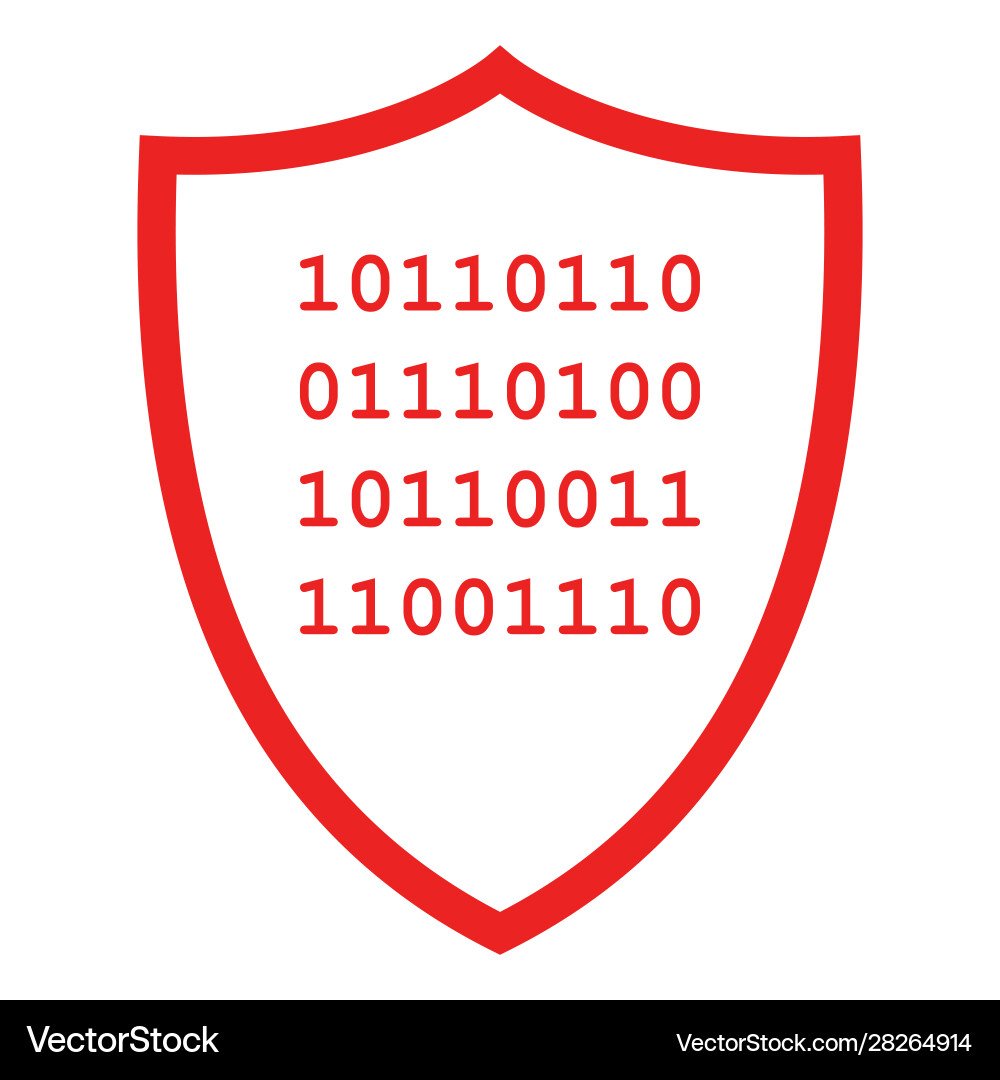 Binary code and shield vector image