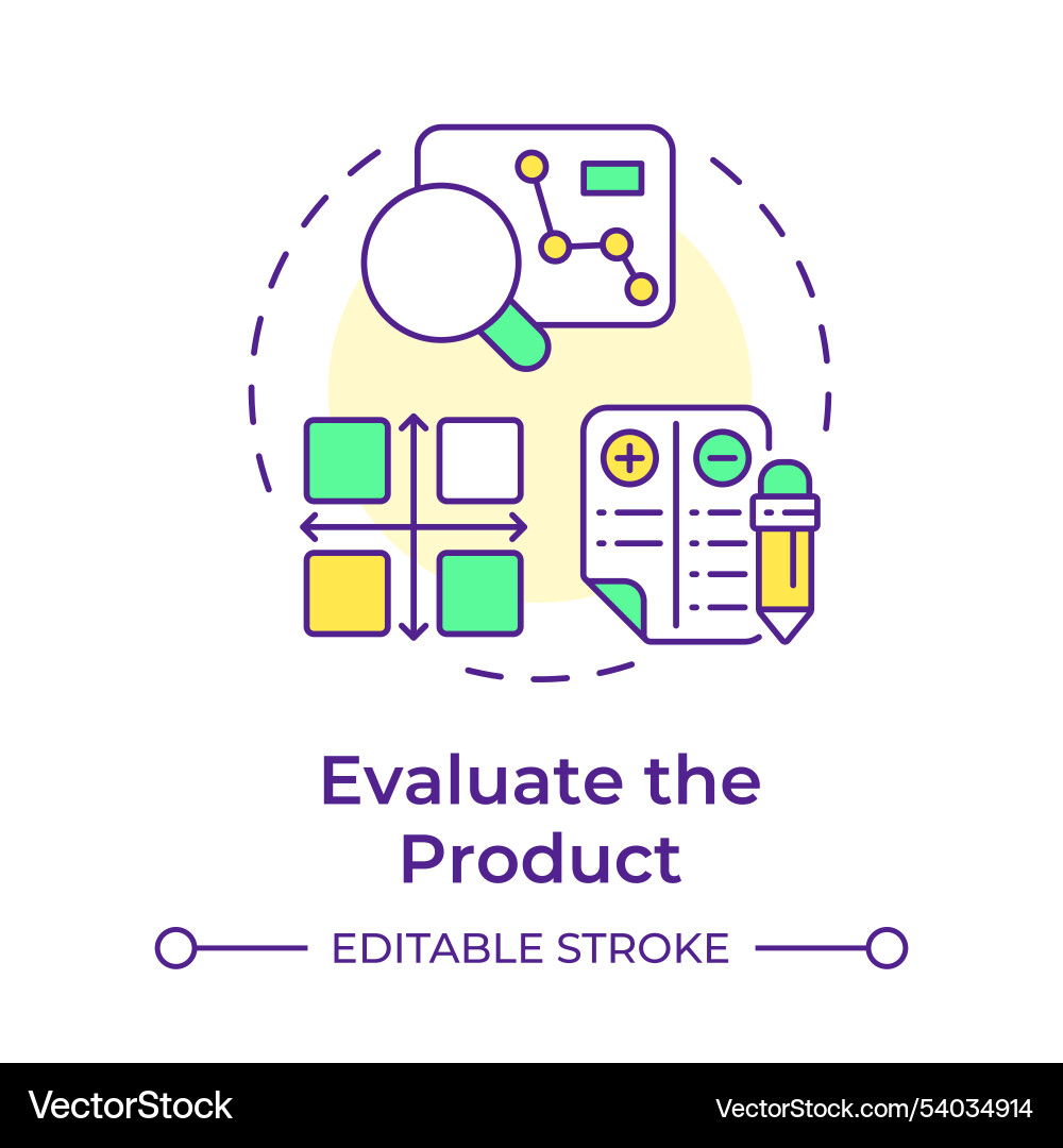 Evaluate product multi color concept icon Vector Image