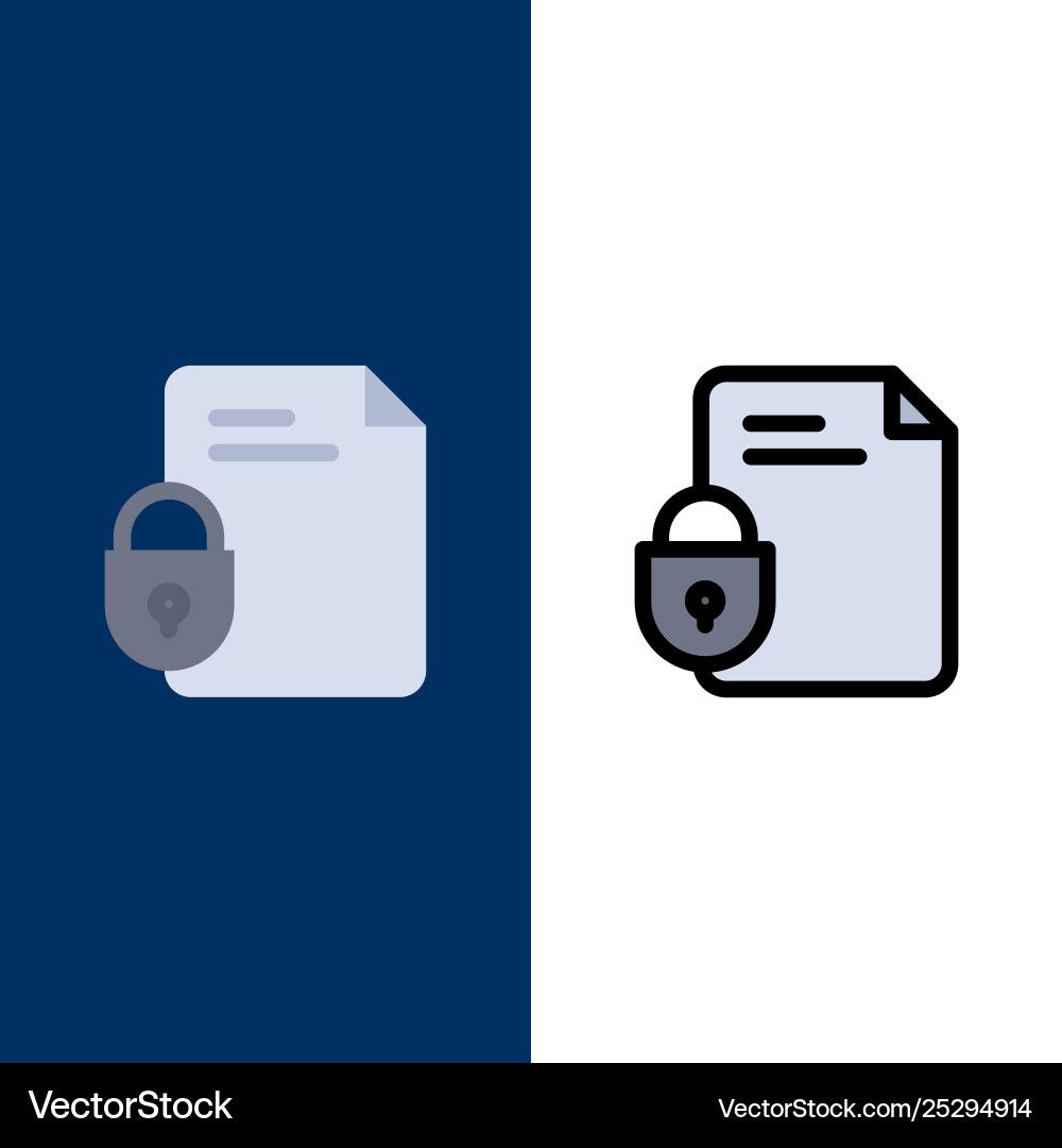 File document lock security internet icons flat vector image