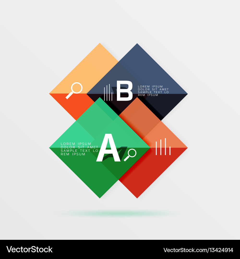 Glossy squares with text abstract geometric Vector Image