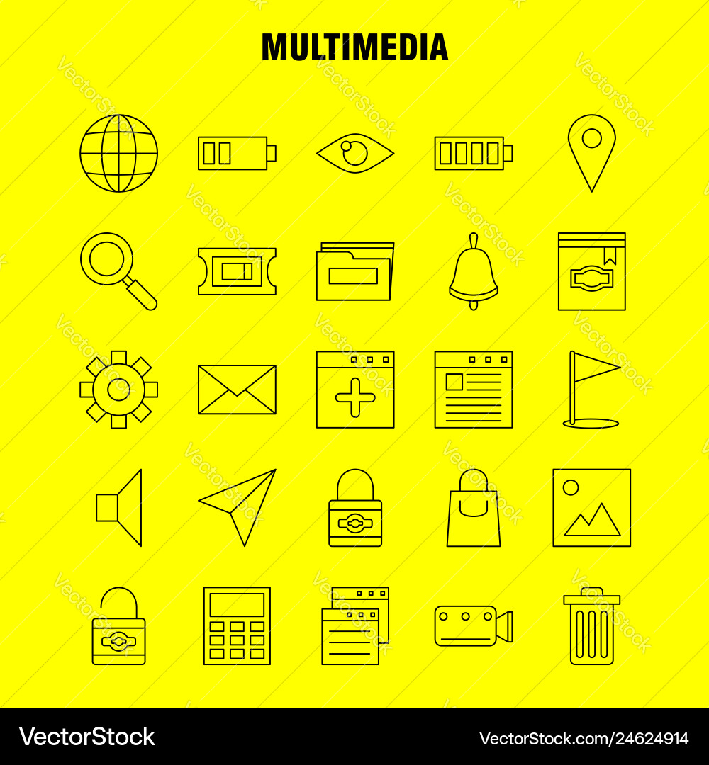 Multimedia line icon for web print and mobile Multimedia line icon for web print and mobile vector image
