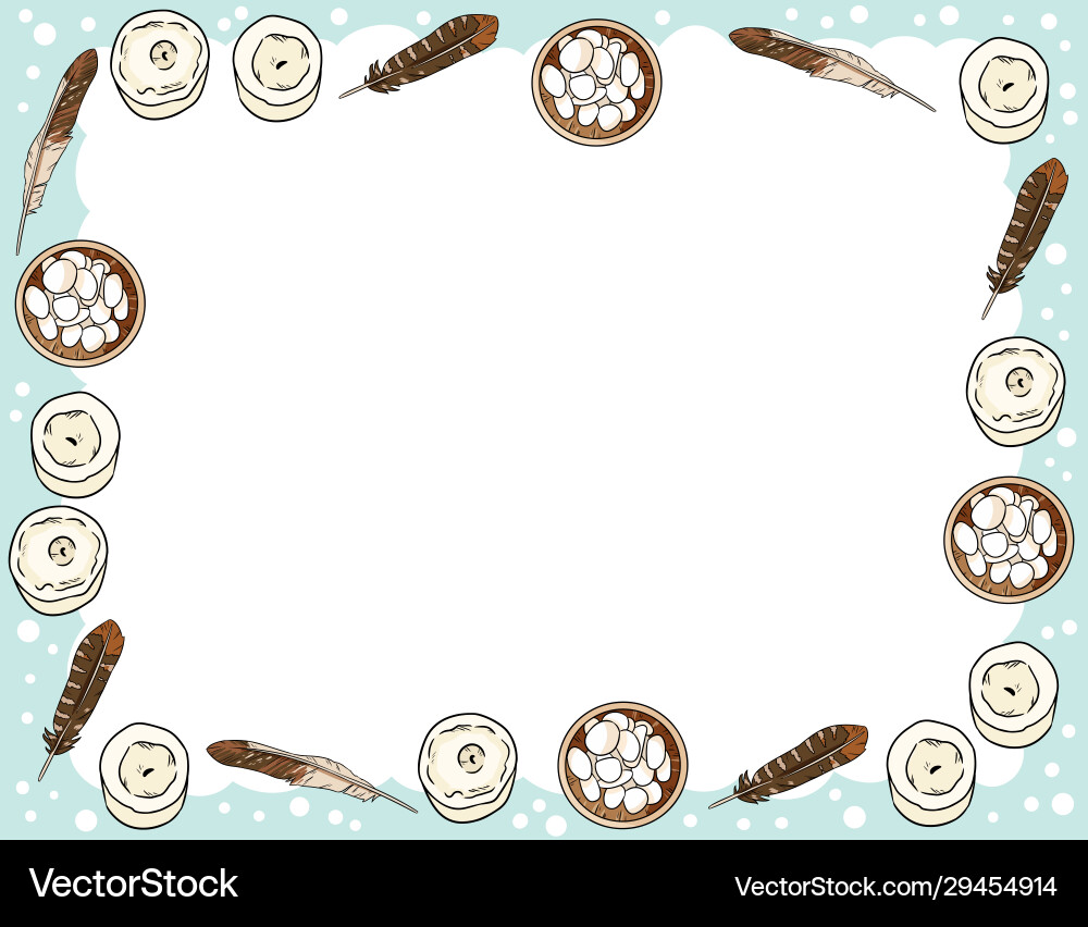 Postcard template with candles feathers and sea Vector Image