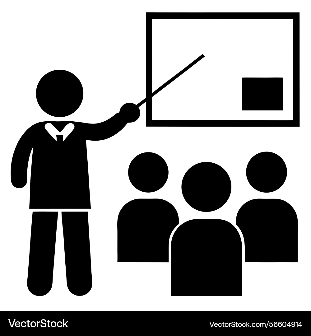 Presentation icon teacher with pointer addressing Vector Image