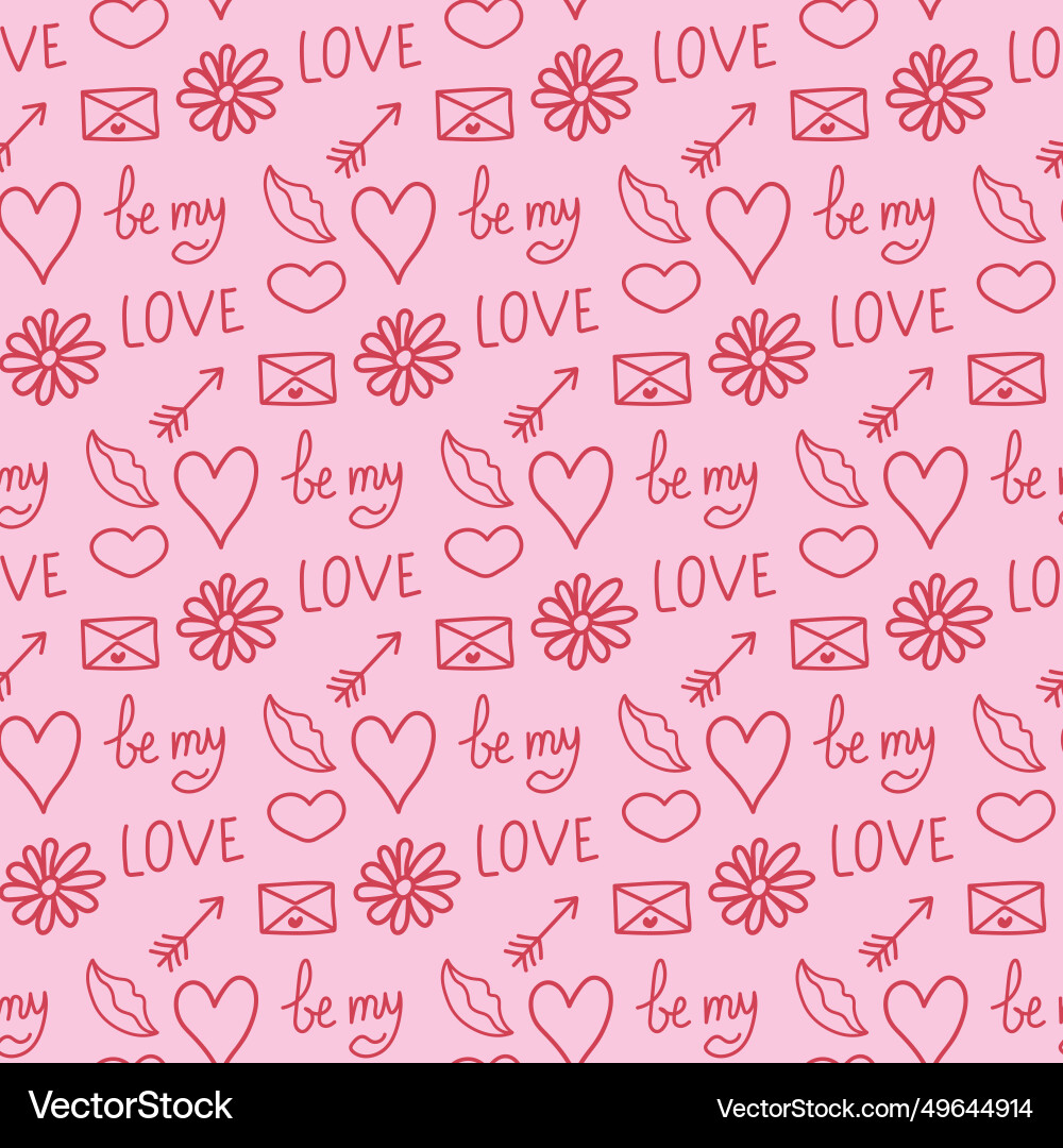 Seamless pattern with hand-drawn elements Vector Image