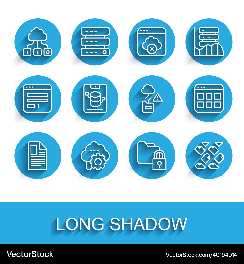 Set line file document cloud technology data Set line file document cloud technology data vector image