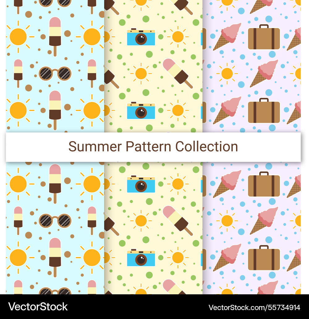 Several nice summer patterns in flat design vector image