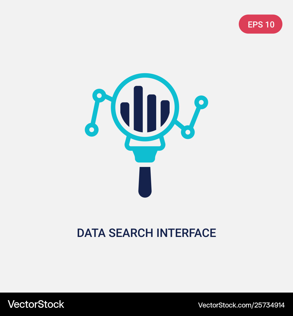 Two color data search interface icon from vector image