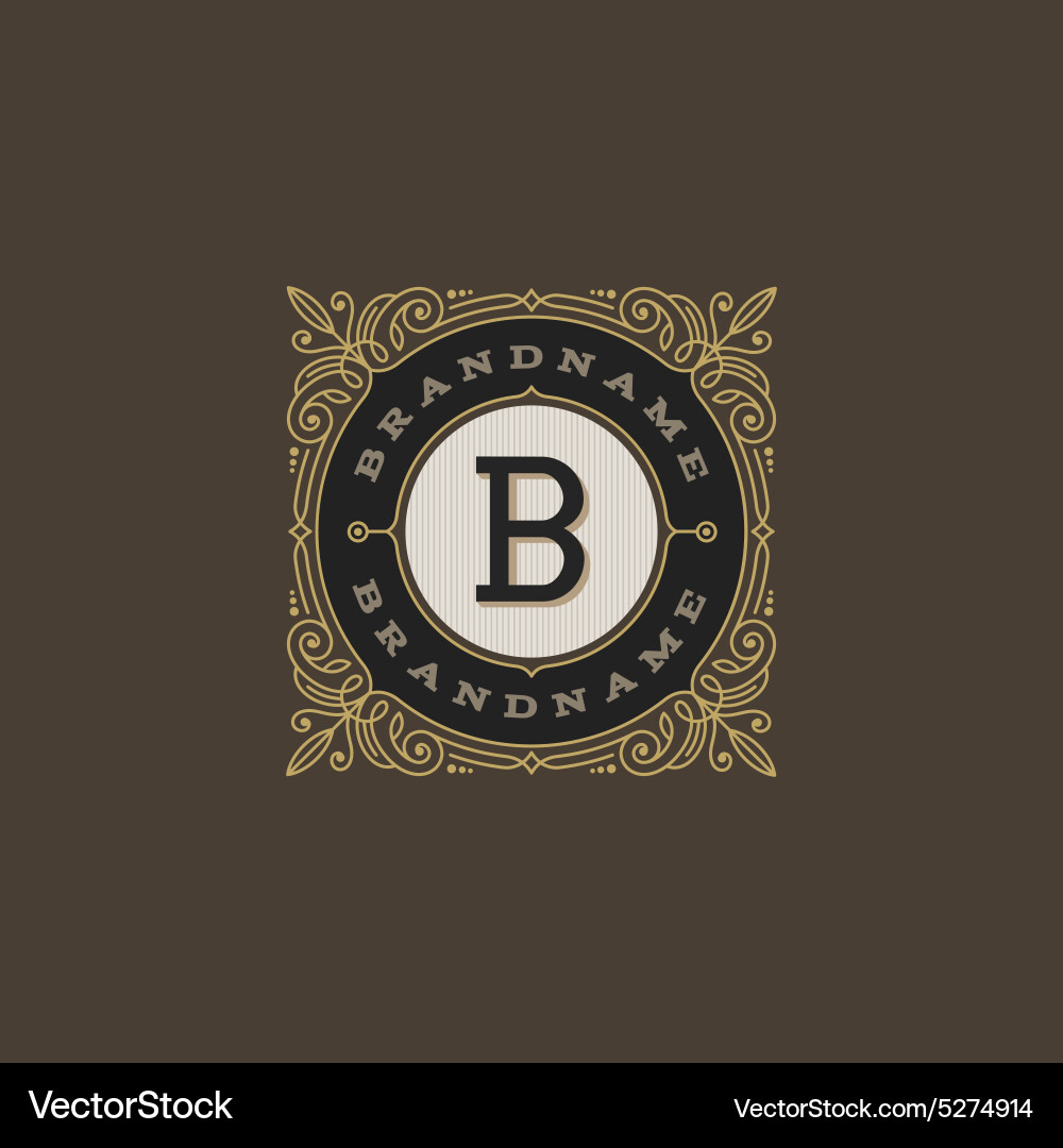 Vintage Monogram Logo Template Royalty Free Vector Image