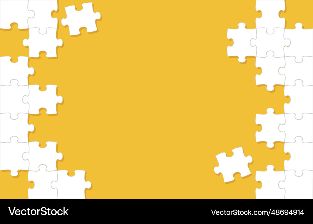 White jigsaw puzzle frame and background template Vector Image