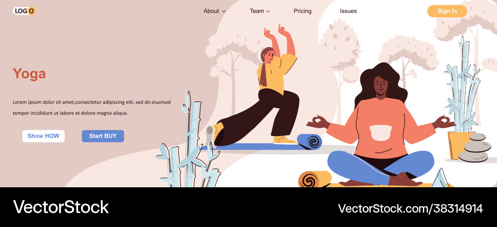 Yoga asanas web concept women exercise Yoga asanas web concept women exercise vector image