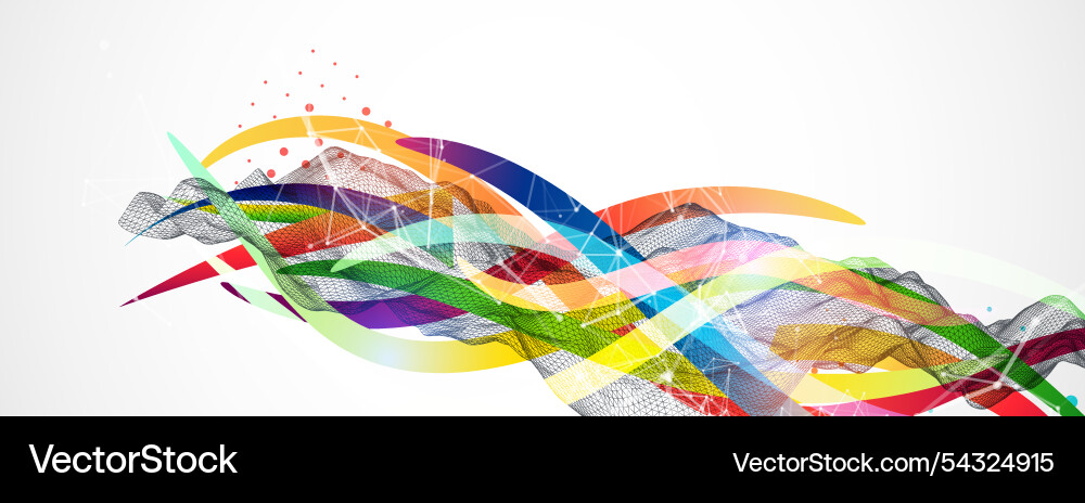 Abstract wireframe wave with colored lines Abstract wireframe wave with colored lines Vector Image