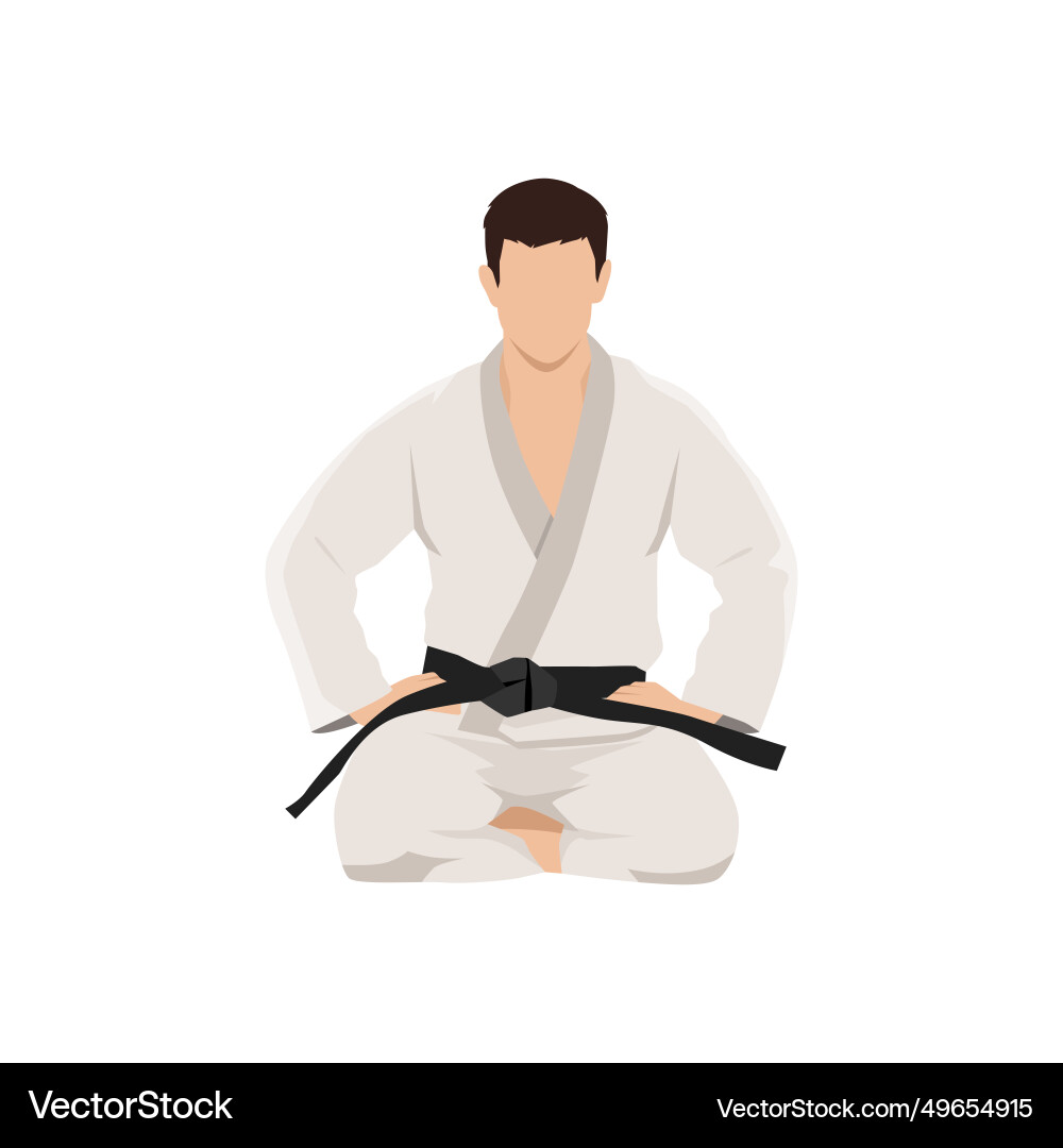 Black belt karate man sit on a position to start Black belt karate man sit on a position to start vector image