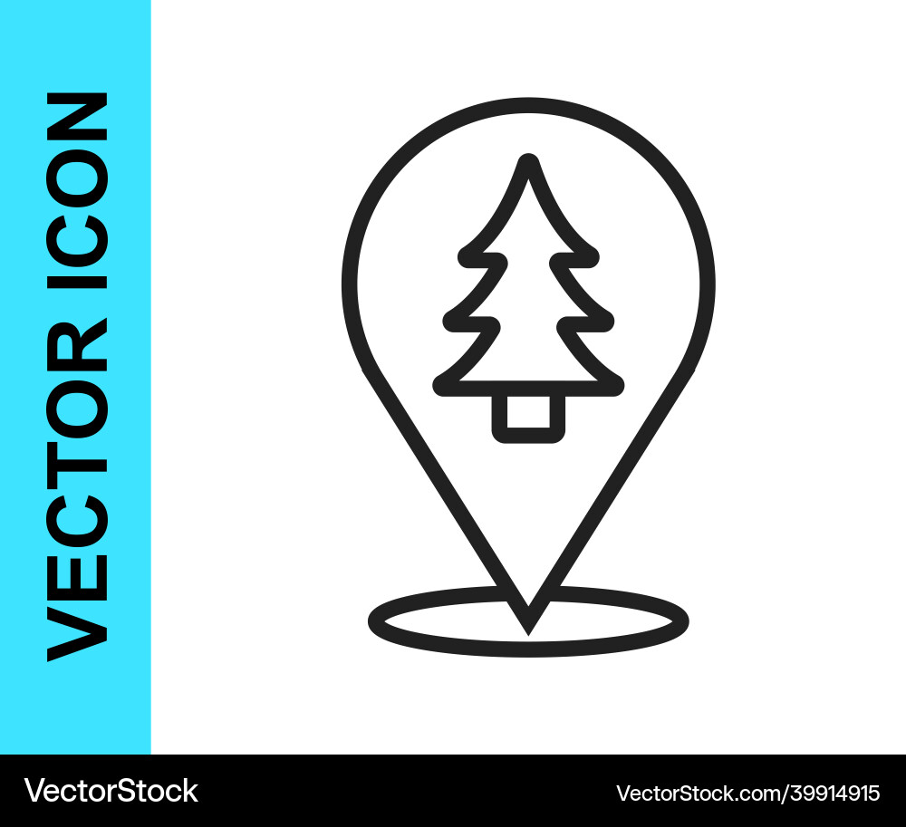 Black line location of the forest on a map icon Vector Image