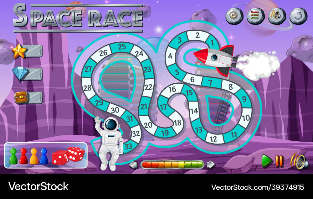Board game template with space theme Board game template with space theme vector image