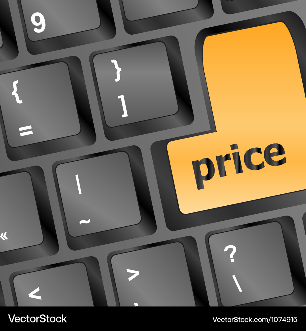 Computer keyboard with word price button or key vector image