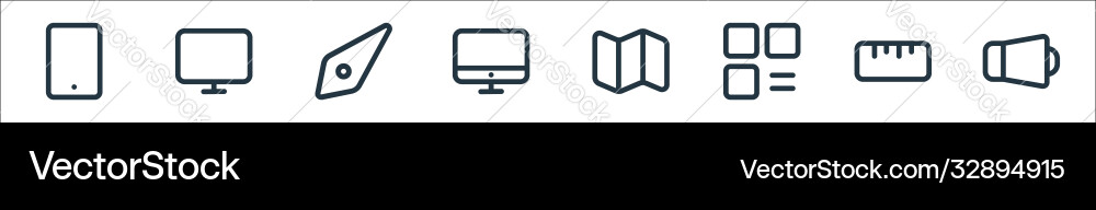 Device line icons linear set quality Device line icons linear set quality vector image