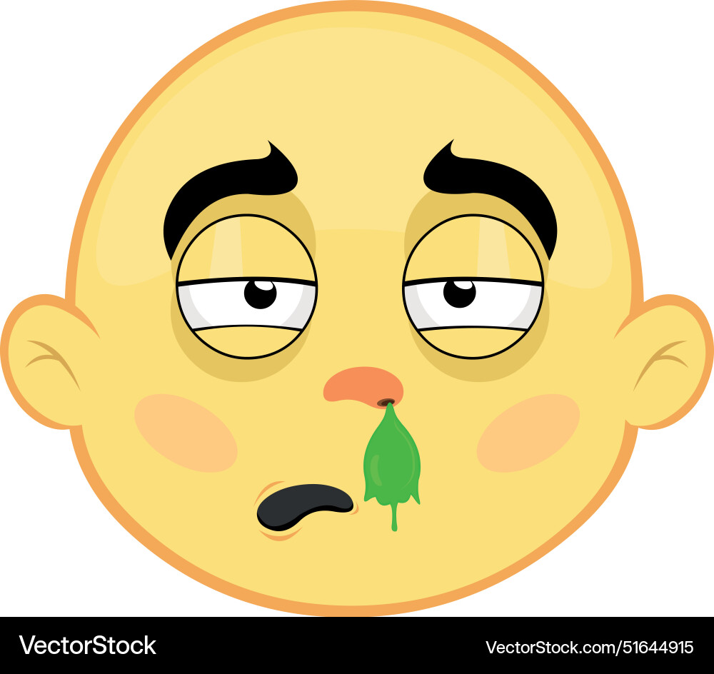 Emoticon character yellow head cold booger Vector Image