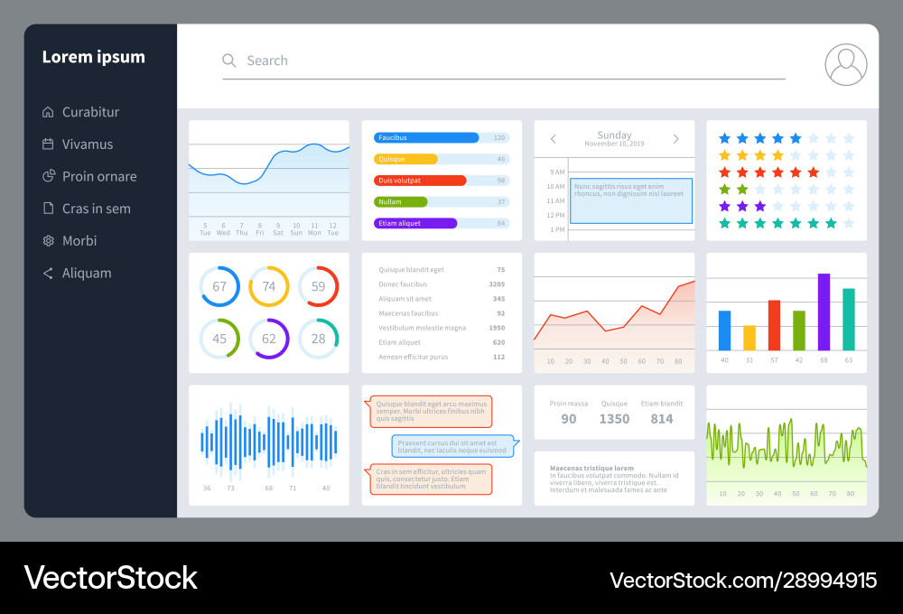 Finance Analytics Dashboard with Progress Bars vector image
