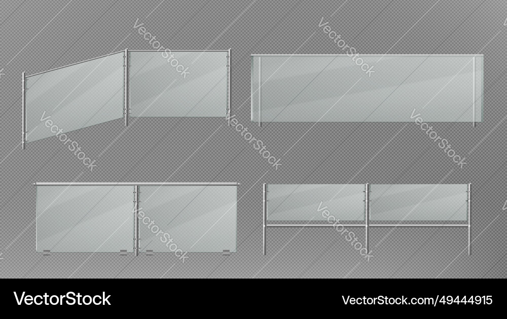 Glass handrails set on transparent background Glass handrails set on transparent background Vector Image