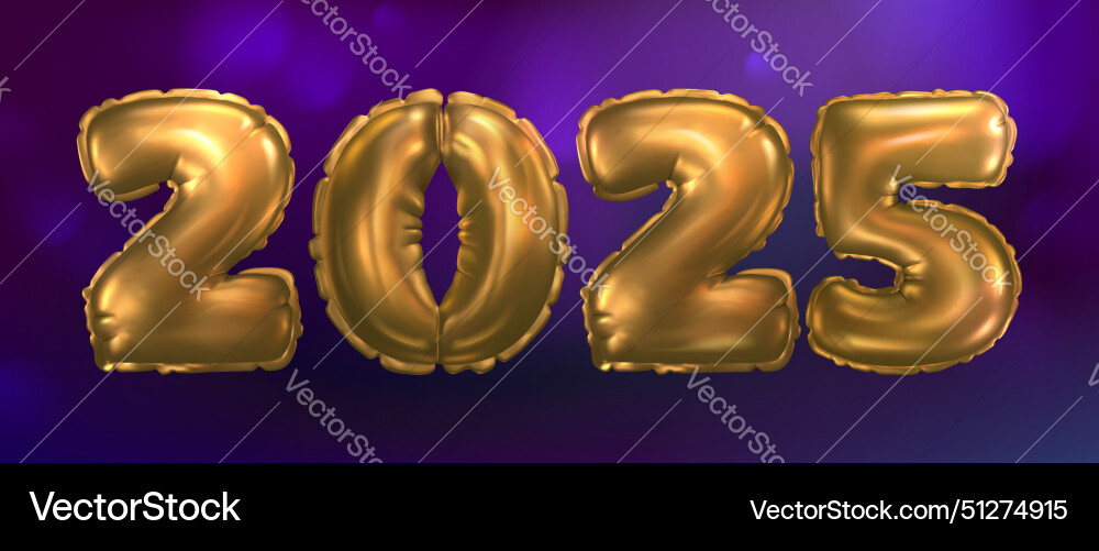 Golden inflatable helium balloon number 2025 Vector Image
