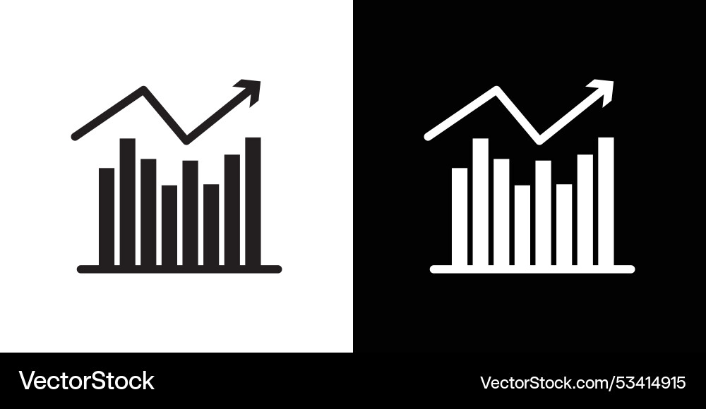 Graph chart icon flat thin line vector image