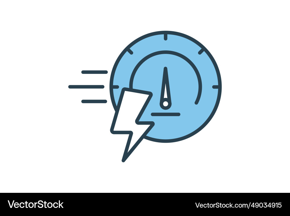 High speed icon speedometer with lightning vector image