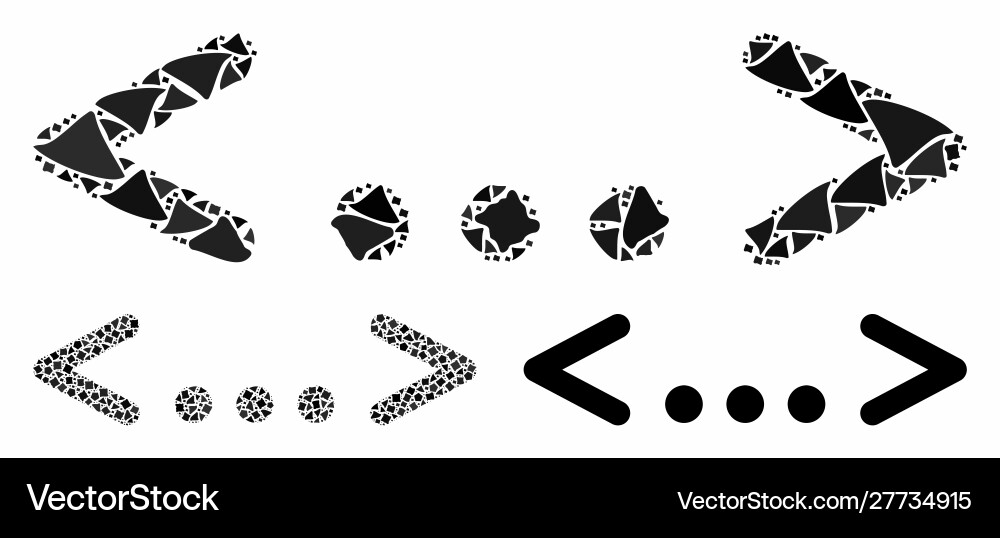 Inline code mosaic icon raggy items Vector Image
