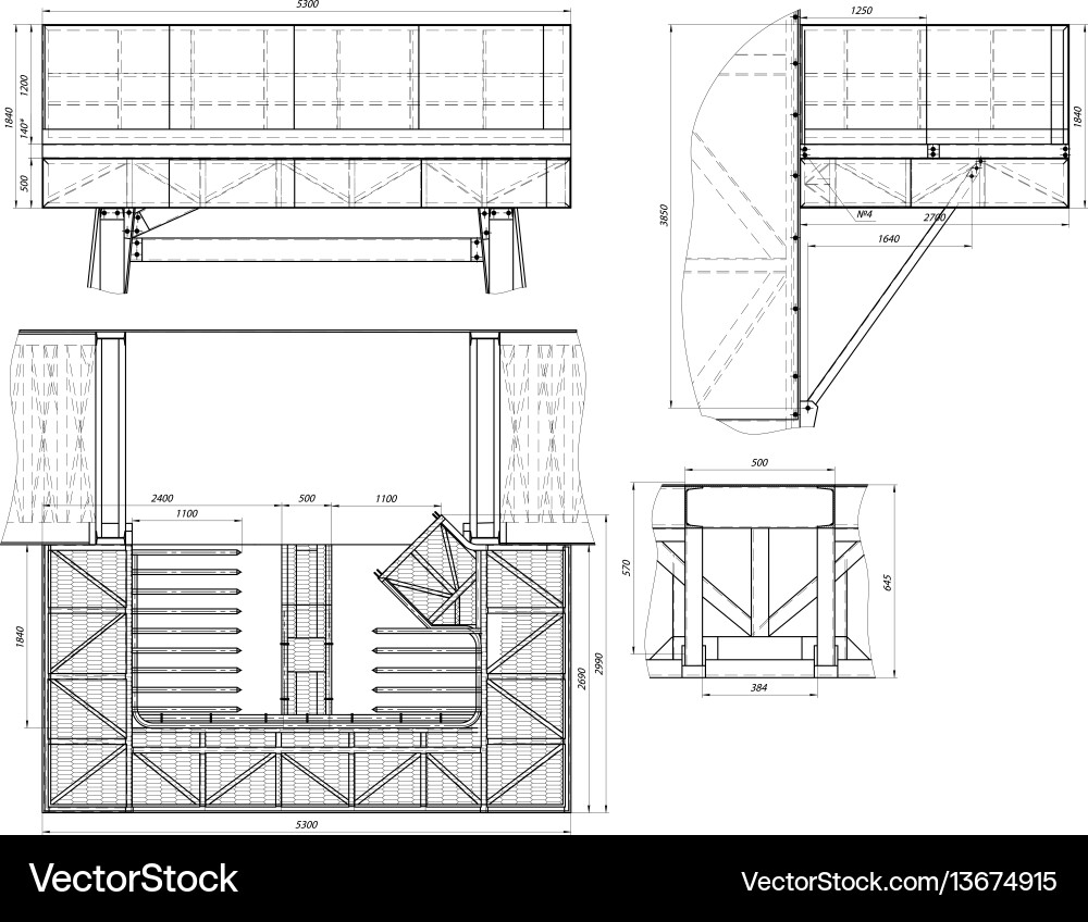 Lattice expanded sketch engineering drawing vector image