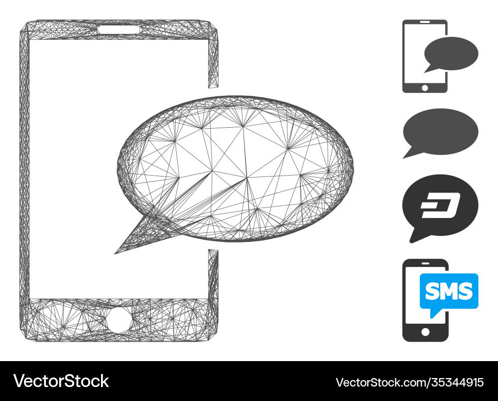 Linear phone message mesh Linear phone message mesh vector image