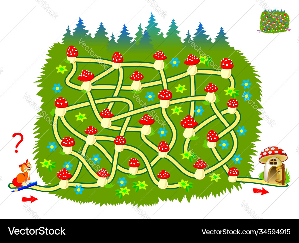 Logic puzzle game with labyrinth for little Logic puzzle game with labyrinth for little Vector Image