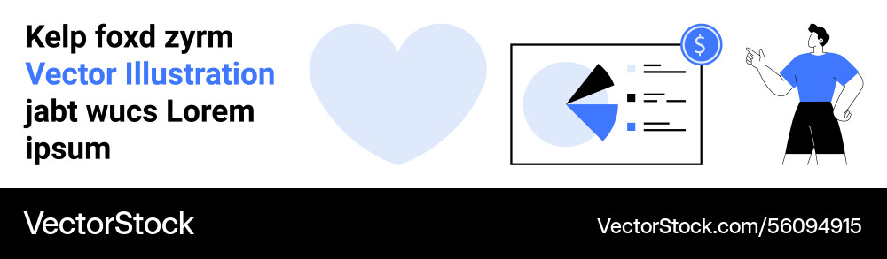 Man presenting pie chart data with dollar symbol Vector Image