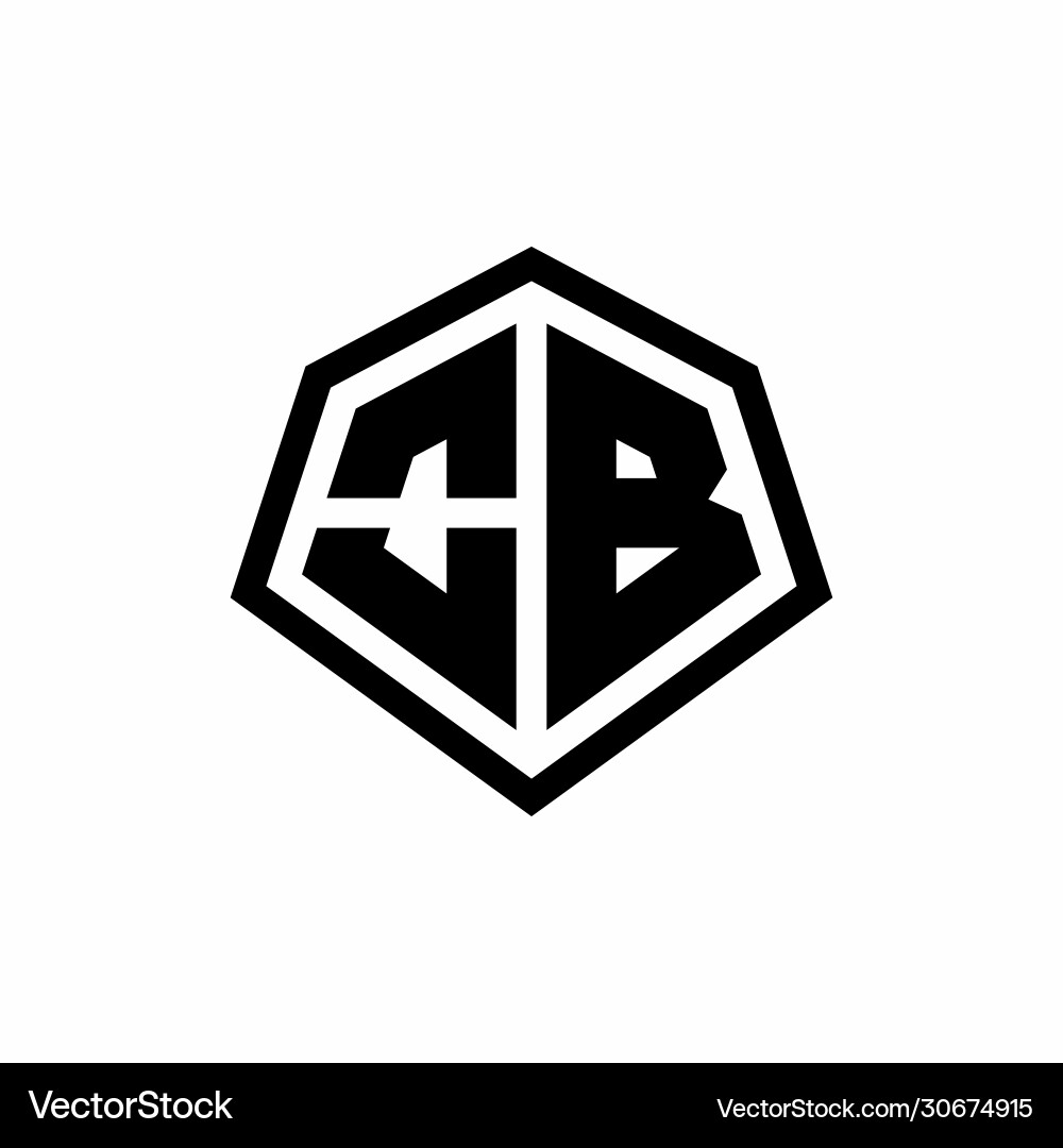 Ob monogram logo with hexagon shape and line Ob monogram logo with hexagon shape and line Vector Image