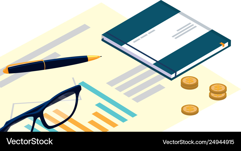 Office notepad with set items vector image