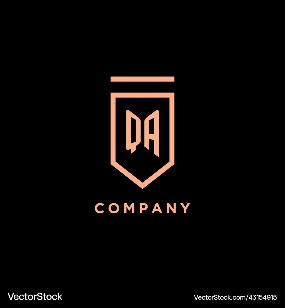 Qa monogram initial with shield logo design icon Qa monogram initial with shield logo design icon Vector Image