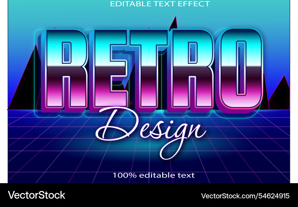 Retro design editable text effect 3d emboss neon Retro design editable text effect 3d emboss neon vector image