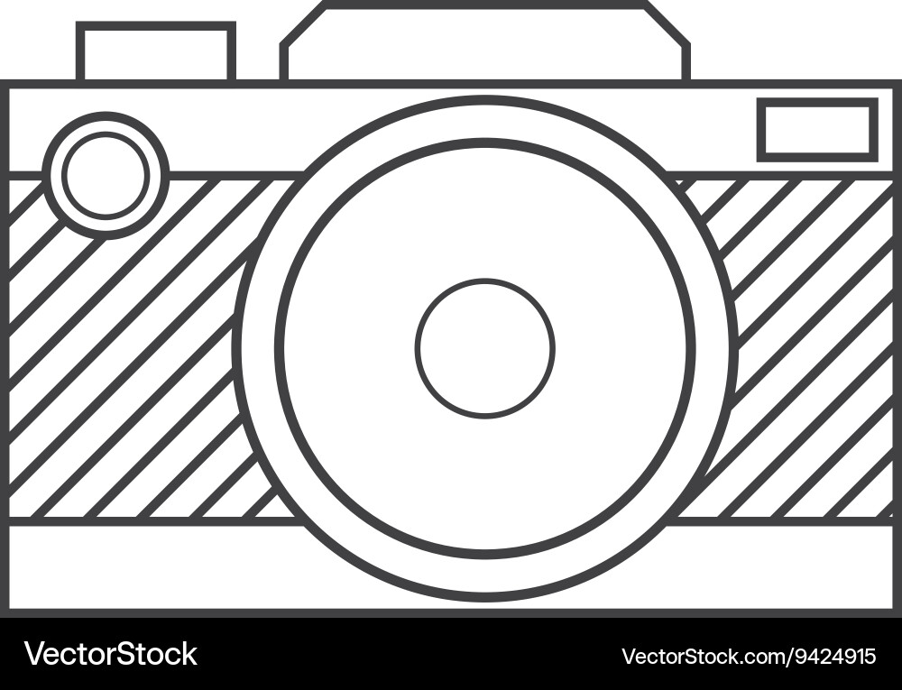 Retro dslr camera in thin line design isolated Vector Image