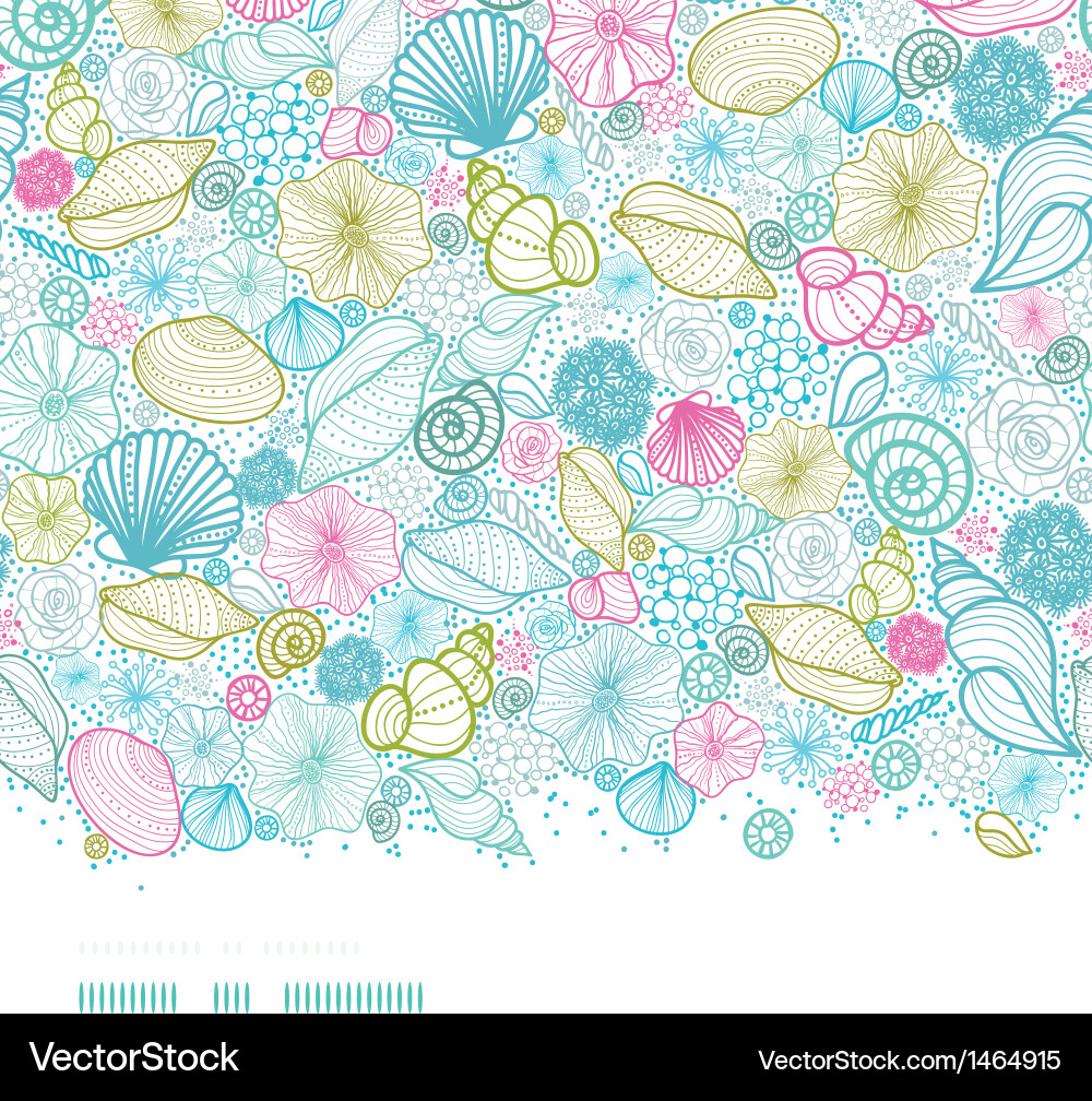 Seashells line art horizontal seamless pattern vector image