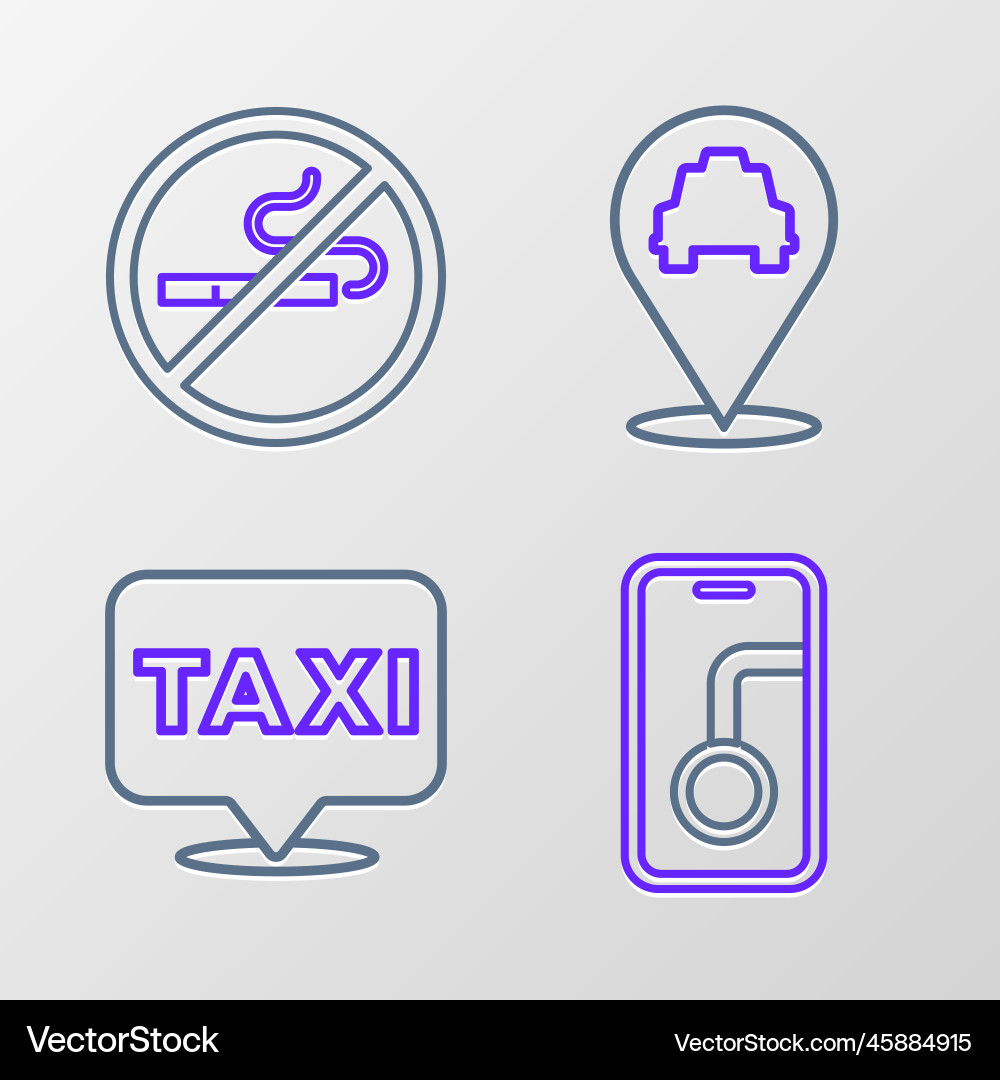 Set line city map navigation location with taxi Set line city map navigation location with taxi vector image