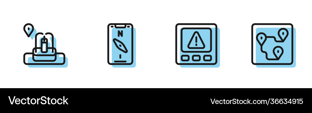 Set line gps device error location with fountain Set line gps device error location with fountain Vector Image
